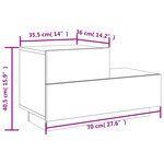 vidaXL Table de chevet avec lumières LED noir 70x36x40 5 cm