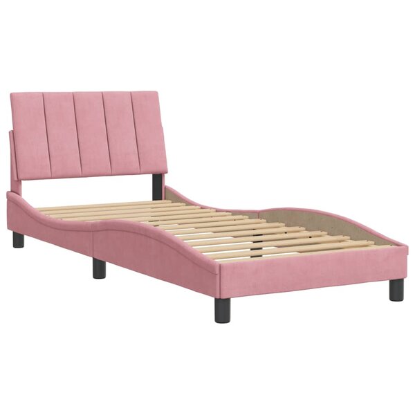 vidaXL Cadre de lit avec tête de lit Rose 90x190 cm Velours