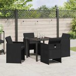 vidaXL Ensemble de salle à manger pour jardin 5 Pièces Noir polyrotin