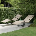 vidaXL Chaises longues à bascule 2 Pièces Crème Acier et textilène