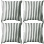 vidaXL Oreiller d'extérieur lot de 4 Impression rayure 45 x 45 cm Gris