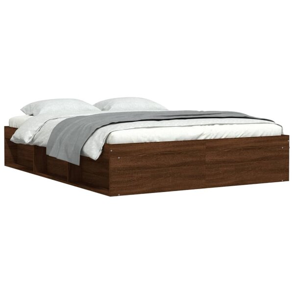 vidaXL Cadre de lit chêne marron 140x190 cm