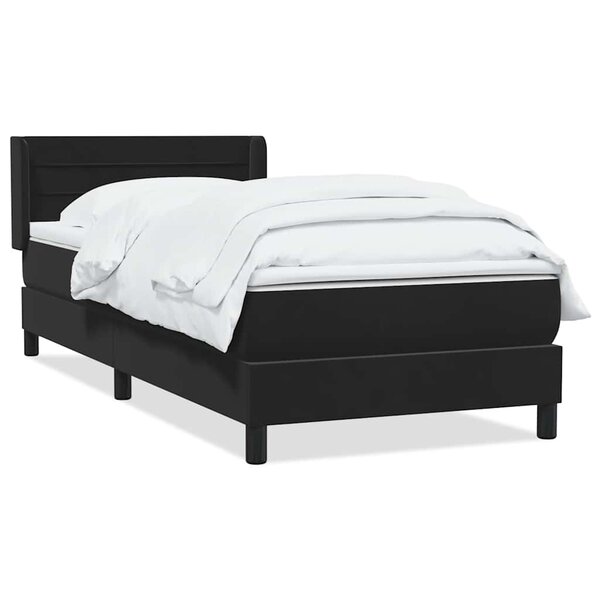 vidaXL Sommier à lattes de lit avec matelas noir 90x220 cm velours