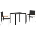 vidaXL Ensemble de salle à manger pour jardin 3 Pièces Noir polyrotin