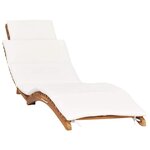 vidaXL Chaise longue pliable avec coussin blanc crème Bois de teck