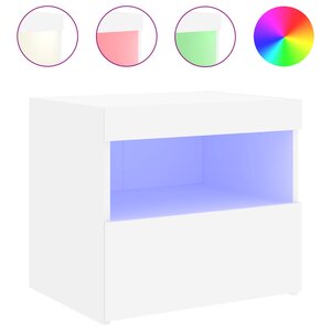 vidaXL Table de chevet avec lumières LED blanc 50x40x45 cm