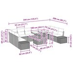 vidaXL Set de canapé de jardin 11 pièces avec coussins en poly rattan noir