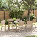 vidaXL Ensemble de salle à manger pour jardin 7 Pièces Beige et Noir