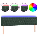 vidaXL Tête de lit à LED Vert foncé 180x7x78/88 cm Velours