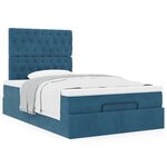 vidaXL Cadre de lit ottoman avec matelas bleu foncé 120x190 cm velours
