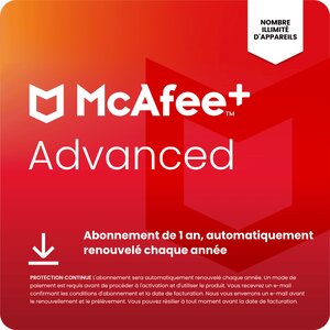 McAfee+ Advanced - Individuel - Abonnement 1 an - Renouvelé automatiquement chaque année