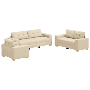 vidaXL Canapé 3 Pièces Crème 221 x 80 x 80 cm Tissu en lin mélangé