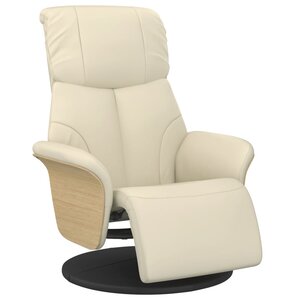 vidaXL Fauteuil inclinable avec repose-pieds crème similicuir