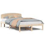 vidaXL Cadre de lit avec tête de lit 135x190 cm en bois massif de pin