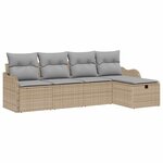 vidaXL Ensemble de canapé de jardin 5 Pièces Beige Poly rotin