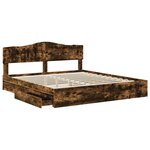 vidaXL Lit de Rangement Chêne fumé 180 x 200 cm Bois d'ingénierie