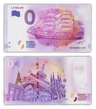 Billet de collection 0 euro souvenir 2016 le belem - france - neuf