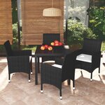 vidaXL Ensemble à dîner de jardin avec coussins 5 Pièces poly rotin noir