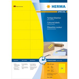 Étiquettes superprint, 70 x 37 mm, sans bord, jaune, 100 feuilles a4 herma