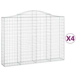 vidaXL Paniers à gabions arqués 4 Pièces 200x30x140/160 cm Fer galvanisé