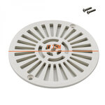 Grille bonde de fond ronde avec vis pour piscine liner - Diam 17,7 cm - Blanc