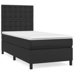 vidaXL Sommier à lattes de lit avec matelas Noir 90x190 cm Similicuir