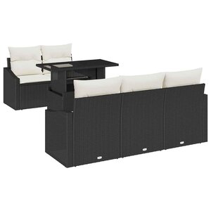vidaXL Ensemble de canapé de jardin avec coussin 6 Pièces Noir et crème