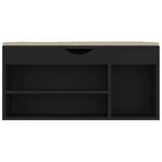 vidaXL Banc à chaussures et coussin Noir 104x30x49cm Bois d'ingénierie
