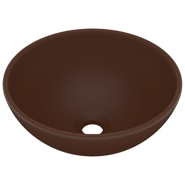 vidaXL Lavabo rond salle de bain Marron foncé mat 32 5x14 cm Céramique