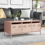 vidaXL Table basse rose 101 5x50x43 5 cm acier laminé à froid