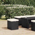vidaXL Pouf avec coussin noir 40x30x40 cm résine tressée