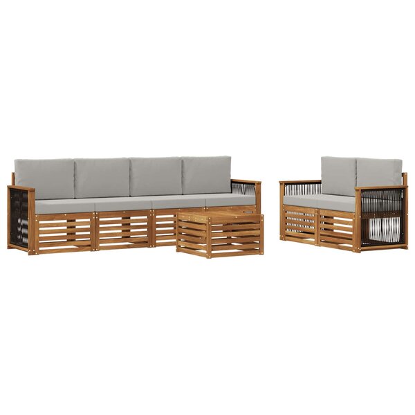 vidaXL Ensemble de canapés d'extérieur 7 Pièces Naturel et gris clair