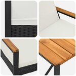 vidaXL Ensemble de meubles d'extérieur 3 Pièces Noir et blanc crème