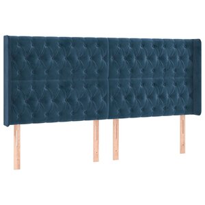 vidaXL Tête de lit avec oreilles Bleu foncé 203x16x118/128 cm Velours