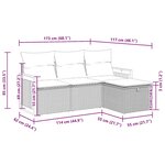 vidaXL Salon de jardin 4 Pièces avec coussins noir résine tressée