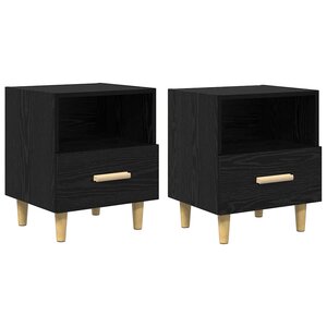 vidaXL Cabinet de chevet avec tiroir 2 Pièces Chêne noir 40 x 35 x 47 cm