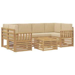 vidaXL Ensemble de canapés d'extérieur 7 Pièces Blanc et Beige Polyester