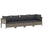 vidaXL Salon de jardin 4 pièces avec coussins en polyrotin gris