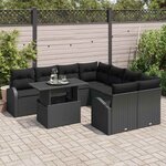 vidaXL Ensemble de canapé de jardin avec stockage 9 Pièces Noir polyrotin