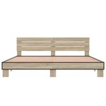 vidaXL Cadre de lit chêne sonoma 180x200 cm bois d'ingénierie et métal