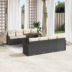 vidaXL Ensemble de canapé de jardin avec coussin 7 Pièces Noir et crème