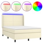 vidaXL Sommier à lattes de lit matelas LED Crème 140x190 cm Similicuir