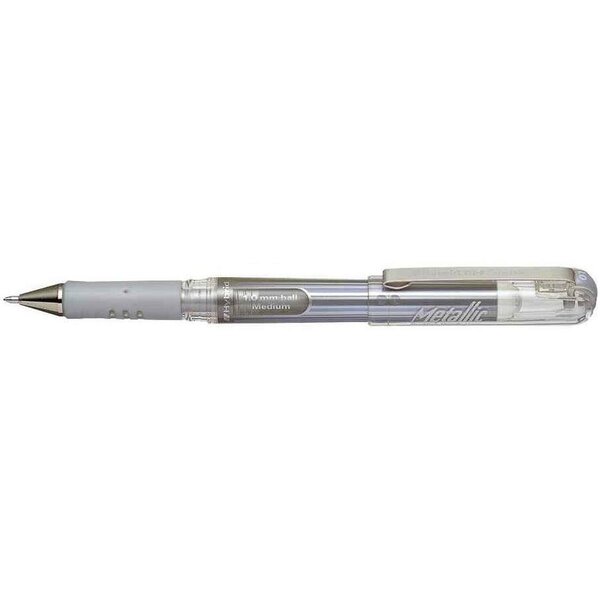Stylo roller K230M Hybrid Gel Grip DX Métallic 1 mm Blanc x 12 PENTEL
