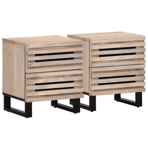 vidaXL Tables de chevet 2 Pièces 40x34x46 cm bois manguier massif blanchi
