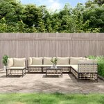 vidaXL Salon de jardin 9 Pièces avec coussins anthracite résine tressée
