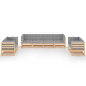 Salon de jardin meuble d'extérieur ensemble de mobilier 8 pièces avec coussins bois de pin massif 02_0017534