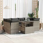 vidaXL Salon de jardin avec coussins 7 Pièces gris résine tressée