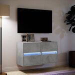 vidaXL Meubles TV muraux et lumières LED 2 Pièces gris béton 41x31x45 cm