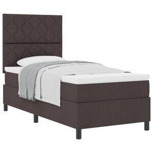 vidaXL Lit à ressorts avec matelas Marron foncé 100 x 200 cm tissu