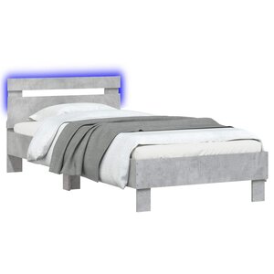 vidaXL Cadre de lit avec LED Gris béton 80 x 200 cm Bois d'ingénierie